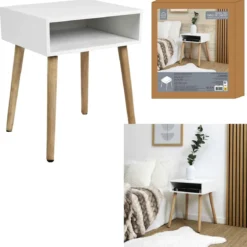 TABLE CHEVET NICHE BLANC