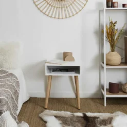 TABLE CHEVET NICHE BLANC