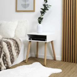 TABLE CHEVET NICHE BLANC