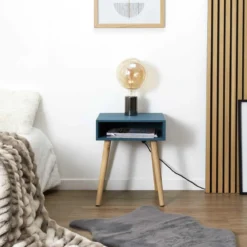 TABLE CHEVET NICHE BLEU