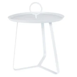 TABLE D APPOINT RONDE BLANCHE AVEC ANSE 40X40X50CM