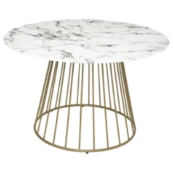 TABLE DINER RAYO BLANC DORE D.120CM