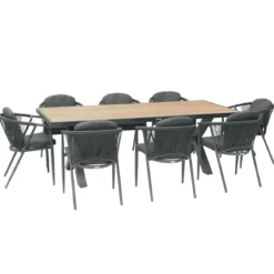 TABLE EMPERIA ACACIA ALUMINIUM 8 PLACES