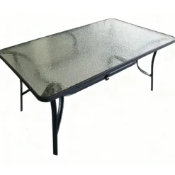 TABLE JARDIN CARREE VERRE TREMPE 150X90X71CM