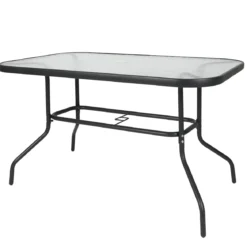 TABLE JARDIN RECTANGULAIRE 4 CHAISES ET PARASOL
