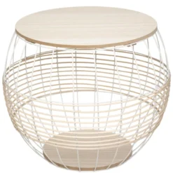 TABLE METAL FIL BLANC D.50X41.5CM