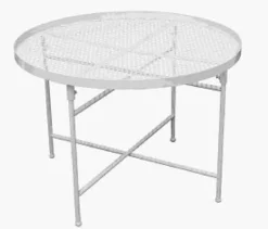 TABLE METAL PERFOREE DIA50CM H35CM BLANC