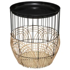 TABLE METAL ROTIN NOIR D.37X44CM