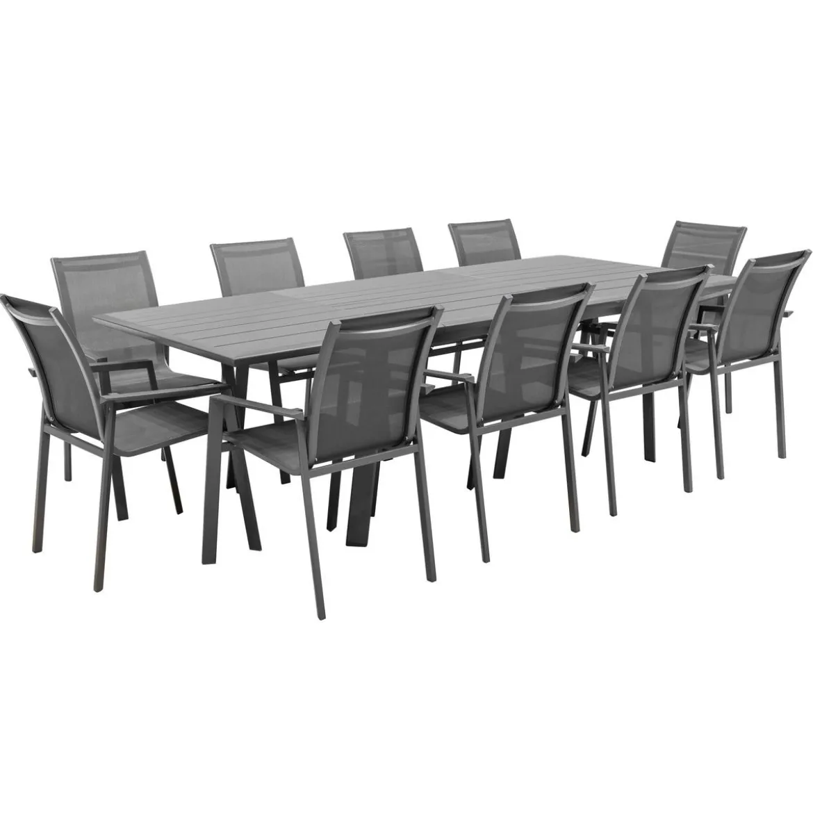 TABLE PAVANE EXTENSIBLE ALUMINIUM GRAPHITE 10 PLACES