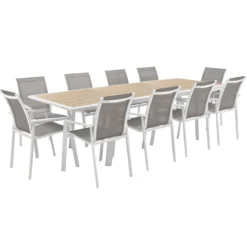 TABLE PAVANE EXTENSIBLE ALUMINIUM LIN BLANC 10 PLACES
