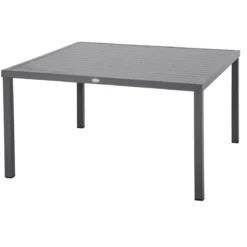 TABLE PIAZZA FIXE CARREE ALUMINIUM GRIS 8 PLACES