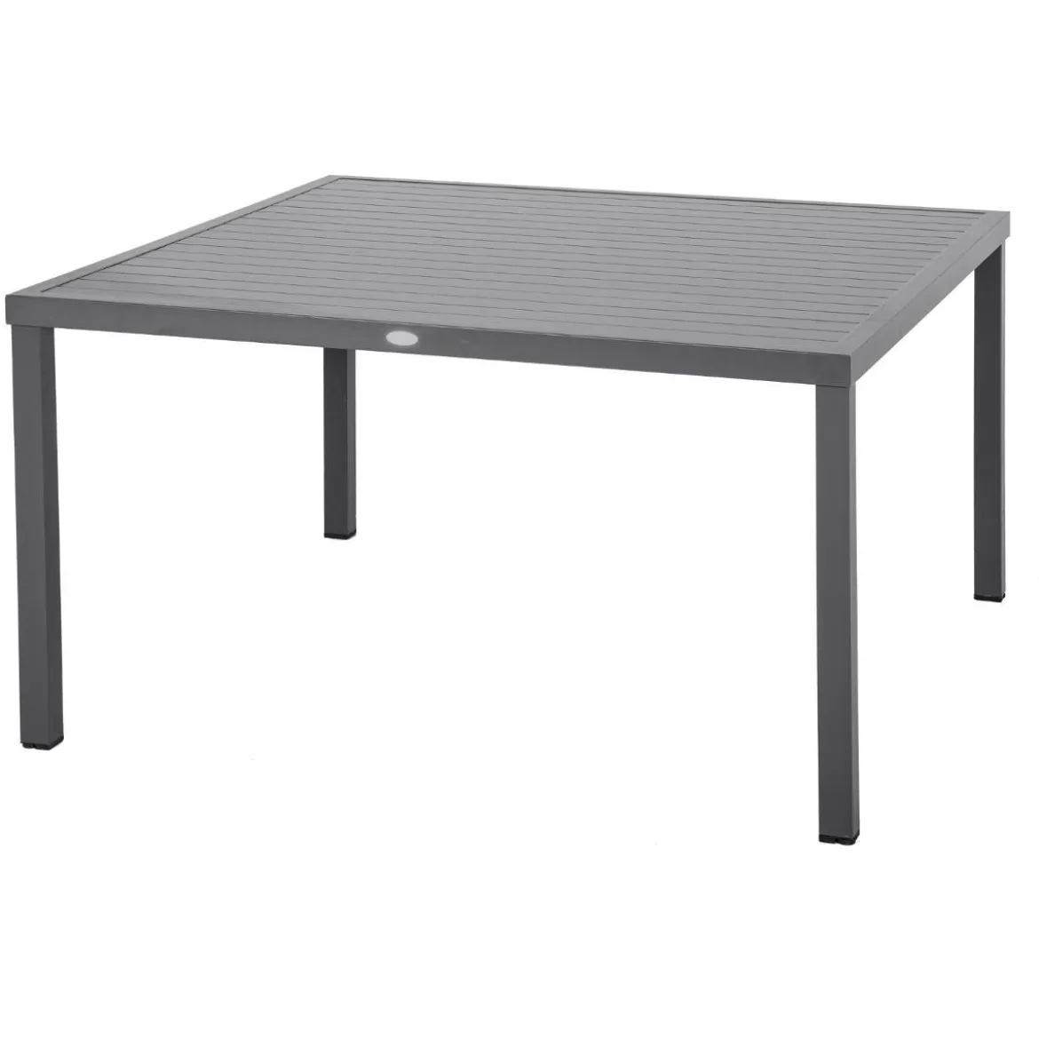 TABLE PIAZZA FIXE CARREE ALUMINIUM GRIS 8 PLACES