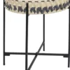 TABLE PLATEAU RONDE NOIR ET BEIGE 39.5X46.5CM