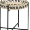 TABLE PLATEAU RONDE NOIR ET BEIGE 35X41CM