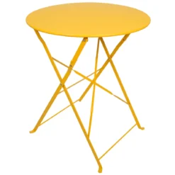 TABLE RONDE PLIANTE MIAMI JAUNE MOUTARDE