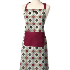 TABLIER DE CUISINE CHEF GEOMETRIC 65X80CM COTON FRAMBOISE