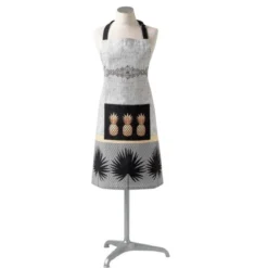 TABLIER ET POCHE 70X85 CM COTON IMPRIME ANAGOLD NOIR