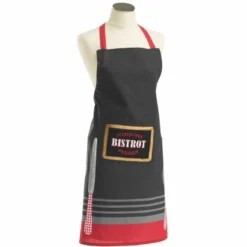 TABLIER ET POCHE 60X84 CM COTON IMPRIME AU BISTROT ROUGE