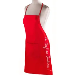 TABLIER POCHE 60X84 CM COTON CUISTOT ROUGE