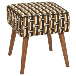 TABOURET APPOINT CHENILLE CHIARA NOIR OCRE