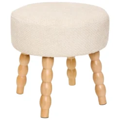 TABOURET APPOINT CHENILLE SPOLO BLANC