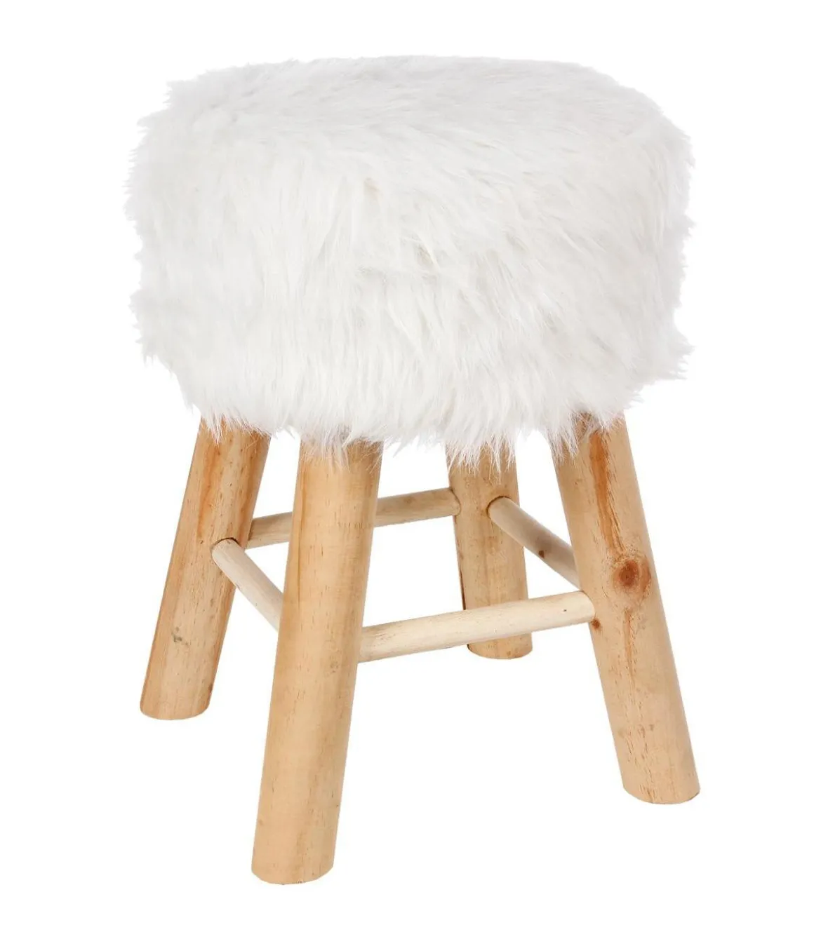 TABOURET APPOINT FOURRURE OSLO BLANC
