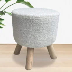 TABOURET BOUCLETTE 4 PIEDS H.35CM
