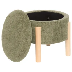 TABOURET COFFRE CHENILLE ELKI KAKI