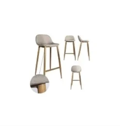 TABOURET DE BAR TISSU BEIGE PIEDS METAL M4