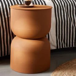 TABOURET TABLE APPOINT 30X30X46CM CARAMEL MOKA