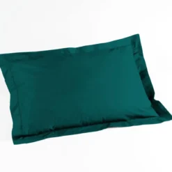 TAIE D OREILLER VOLANT PLAT 50X70CM UNI LINA PETROLE