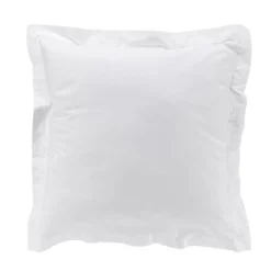 TAIE OREILLER VOLANT PLAT 63X63CM PERCALE UNI BLC P BOURDON