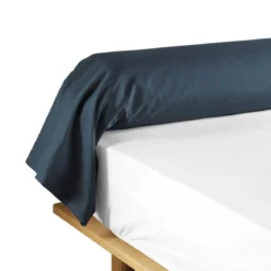 TAIE TRAVERSIN 85X185CM UNI 57 FILS LINA BLEU