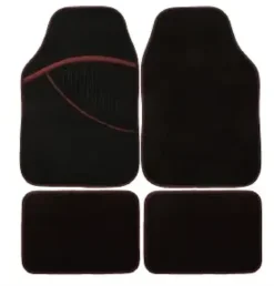 TAPIS AUTO 4 PCS MOQUETTE NOIR LISERET ROUGE ELITE