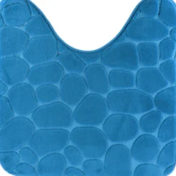TAPIS CONTOUR WC MEMOIRE DE FORME GALET 45X50CM BLEU CANARD