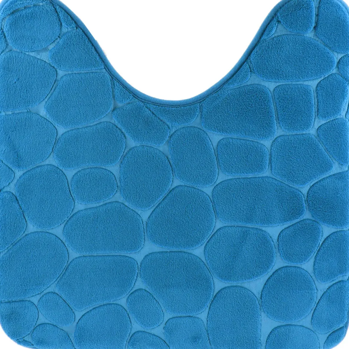 TAPIS CONTOUR WC MEMOIRE DE FORME GALET 45X50CM BLEU CANARD