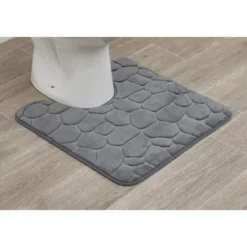 TAPIS CONTOUR WC MEMOIRE DE FORME GALET 45X50CM GRIS FONCE