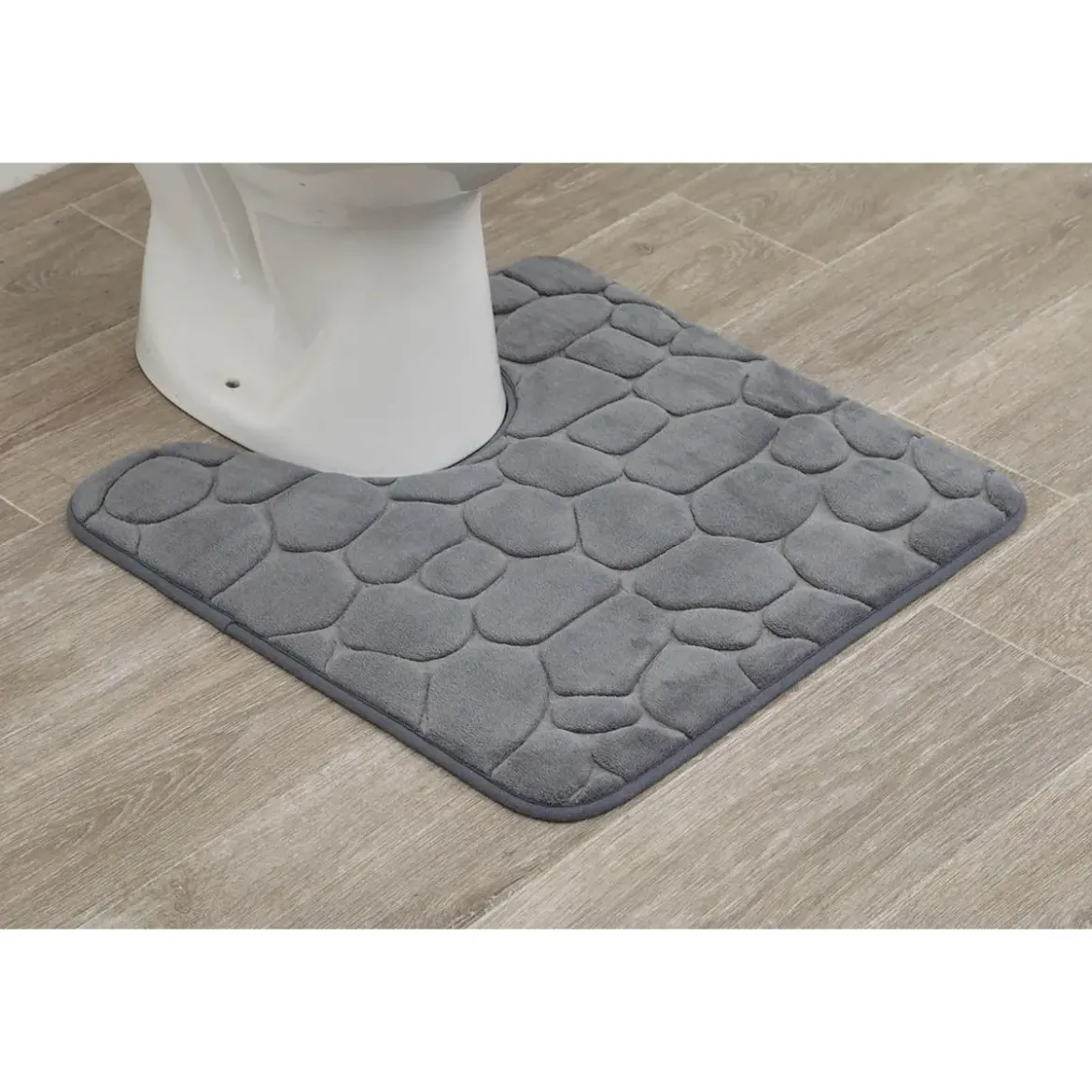 TAPIS CONTOUR WC MEMOIRE DE FORME GALET 45X50CM GRIS FONCE