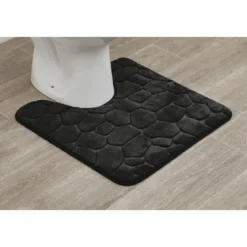 TAPIS CONTOUR WC MEMOIRE DE FORME GALET 45X50CM NOIR
