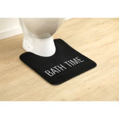 TAPIS CONTOUR WC MICROFIBRE IMPRIME 45X50CM NEO RETRO NOIR