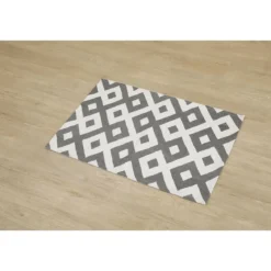 TAPIS GROS LOSANGES 60X90CM BLANC GRIS