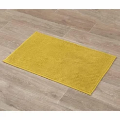 TAPIS MICROFIBRE BOULES UNI 45X75CM MOUTARDE
