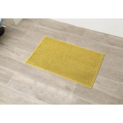TAPIS MICROFIBRE BOULES 50X80CM MOUTARDE