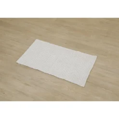 TAPIS MIMETISME POLYESTER COTON TRESSE 50X90CM BLANC