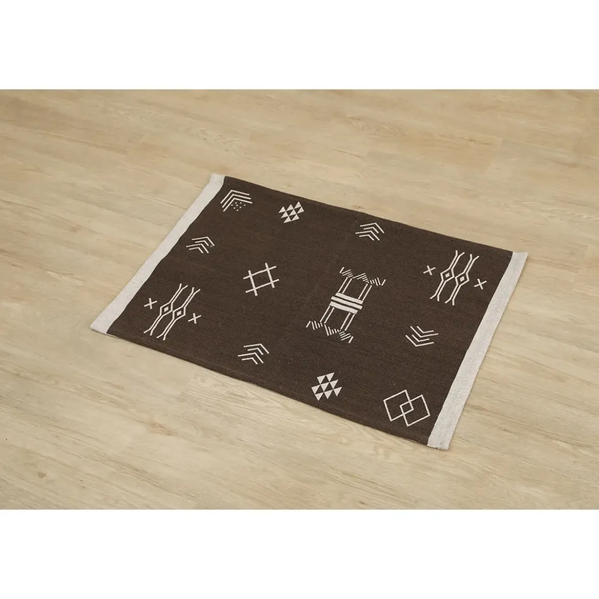 TAPIS TRIBAL FOND MARRON 60X90CM BEIGE MARRON
