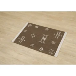TAPIS TRIBAL FOND TAUPE 60X90CM BEIGE MARRON