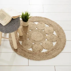 TAPIS AJOURE EN JUTE D.80CM