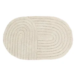 TAPIS COTON TUFTE OVAL 50X80CM GREGE