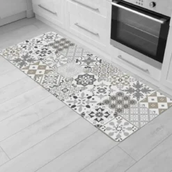 TAPIS DECO RECTANGLE 45X120 CM MOUSSE IMPRIMEE SALOU NATUREL