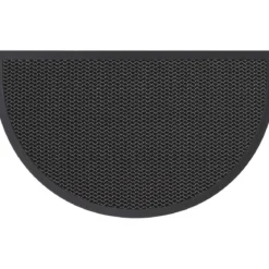TAPIS DEMI LUNE 3D GRILLE 43X76CM POLYESTER GRIS NOIR